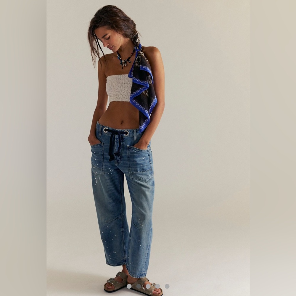 Free People Blue Wide Leg Jeans